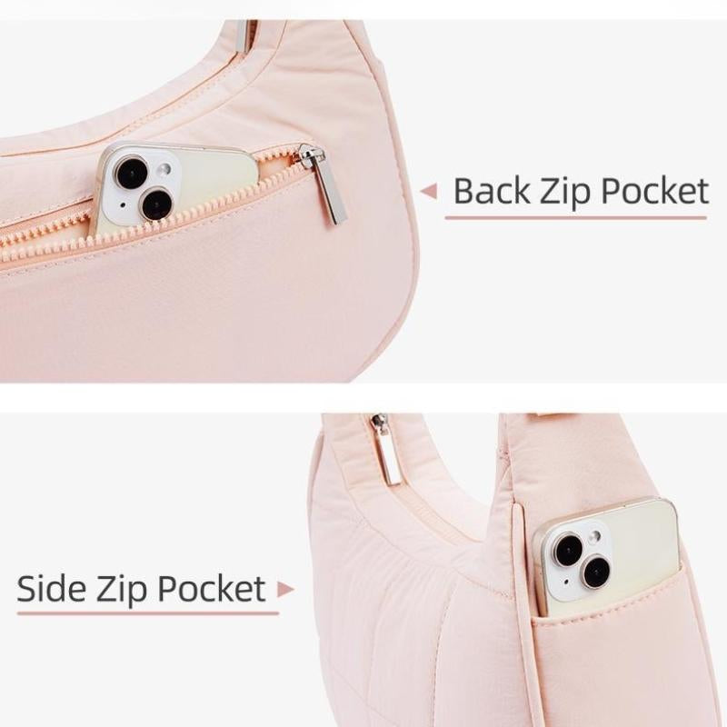 Small Puffer Crescent Shoulder Bag Quilted Purse Forwomen Nylon Handbag with Adjustable Strap Girl Gifttravel Dating Springtok