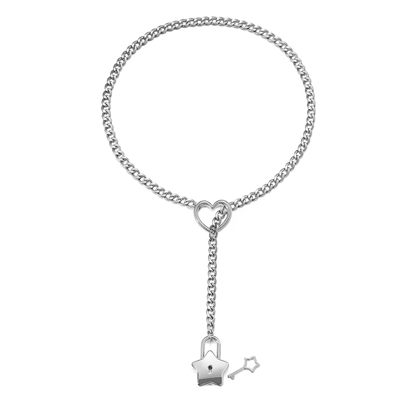 "Love in Chains: The 'I Promise This Heart Won't Break' Punk Rock Necklace for When You Want to Rock Out and Lock Down!"