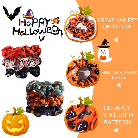 Haunt Your Hair: 6-Piece Premium Silk Halloween Scrunchie Set