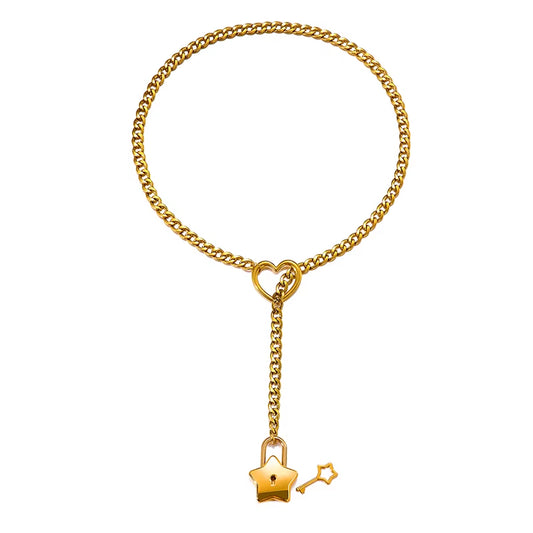 "Love in Chains: The 'I Promise This Heart Won't Break' Punk Rock Necklace for When You Want to Rock Out and Lock Down!"